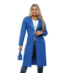 SYK - Gaban Para Mujer De Paño Abrigo largo Azul
