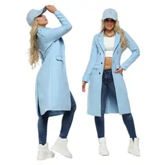 SYK - Gaban Para Mujer De Paño Abrigo largo Azul