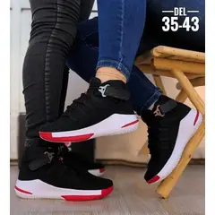 GENERICO - Tenis Negro Rojo Unisex Zapatillas ZapatosLindos Moda Casual