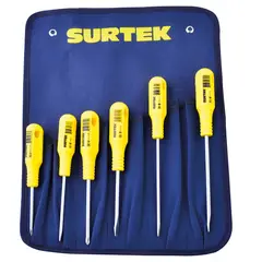 SURTEK - Juego de 6 destornilladores amarillos combinado