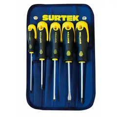 SURTEK - Juego 5 destornilladores bimaterial estuche comb.
