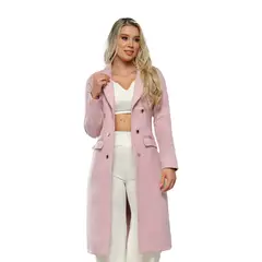 SYK - Gaban Para Mujer De Paño Abrigo largo Palo De Rosa