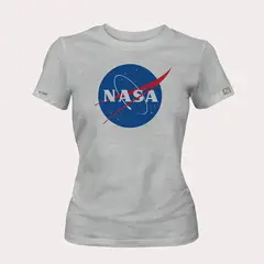 CREACIONES NU CROWN - Camiseta Dama Nasa Logo mujer Gris Original Nu Crown