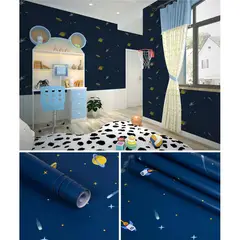 GENERICO - Papel Vinilo Adhesivo De 10 M X 45 Cm Azul Infantil