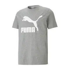 PUMA - Camiseta para Hombre Classics Logo Tee Gris