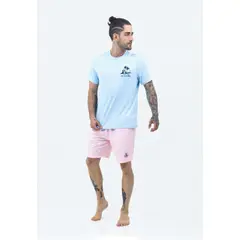 BELIFE - Camiseta De Playa Azul Cielo Oscuro Con Estampado Frontal, Posterior Para Hombre