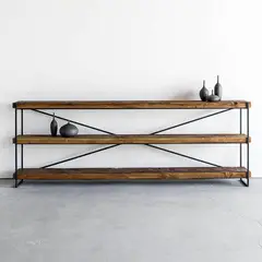 22 GRADOS DECORACION - Estanteria Recibidor mini WR Roble y Metal 200x35cm