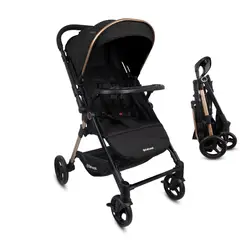 BEBESIT - Coche Reversible para Bebé City Negro Plegado 1 segundo