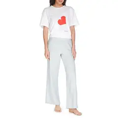 CALVIN KLEIN - Camiseta De Algodón Blanca De Pijama para Mujer