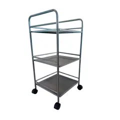 GENERICO - Mesa Auxiliar De 3 Entrepaños Con Rodachines gris desarmable