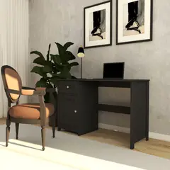 BERTOLINI - Escritorio en MDP 121cm con 1 cajon y 1 puerta Negro