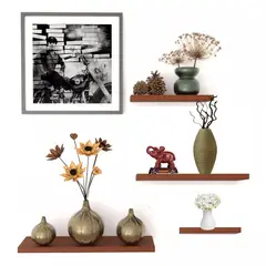 HOMETLY - Combo 4 repisas flotantes madera moderna para decoracion repisa cedro