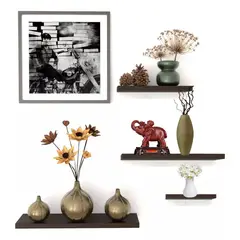 HOMETLY - Combo 4 repisas flotantes madera moderna para decoracion repisa wengue
