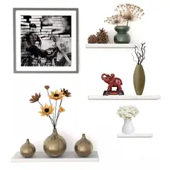 HOMETLY - 4 repisas flotantes madera moderna para decoracion repisa blanco