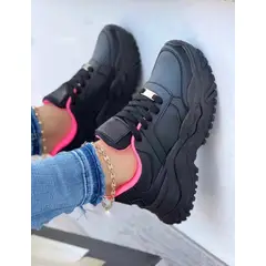 GENERICO - Tenis Negro Dama Zapatillas Zapatos Mujer Lindos Moda Casual_.