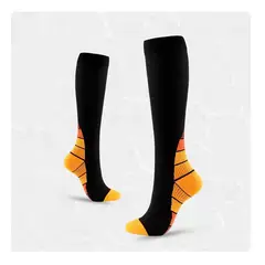 GENERICO - Medias de compresión deportivas Unisex - Negro Naranja S-M