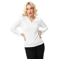 SANTANA - Camiseta Mujer Henley Blanco