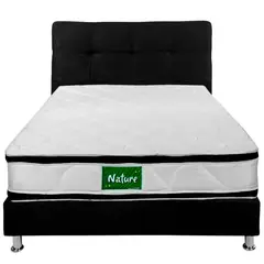 GENERICO - COMBO NATURE S200 + BASE CAMA DIVIDIDA NEGRA + LENCERIA - QUEEN