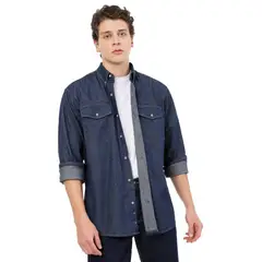 LEC LEE - Camisa de Jean Basic para Hombre - ndigo Oscuro-
