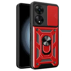 GENERICO - Funda Estuche Case Slider Compatible Con Oppo A78 4G Rojo