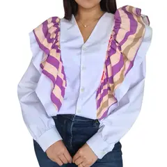 MORAMI - Camisa para mujer con boleros estampados en sisa
