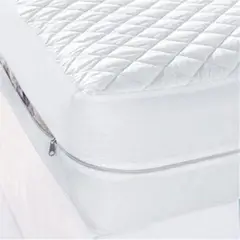 GENERICO - Forro Protector Colchon Acolchado Con Cremallera Blanco Cama Queen