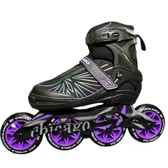 CHICAGO - Patines en Línea Semiprofesionales Bota Blanda Talla M 33-36 Morado Con Lineas