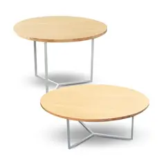 ALIK DISEÑO - Mesa Auxiliar de Centro Redonda Estilo Industrial Pino y Metal Set x 2