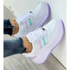 GENERICO - Tenis Blanco Lila Dama Zapatillas Zapatos Mujer Lindos Moda Casual