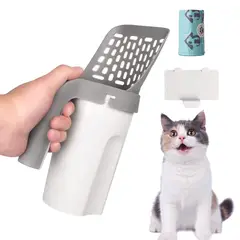 GENERICO - Pala Recogedor Para Arenero Gato 2 en1 Dispensador De Bolsas