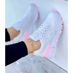 GENERICO - Tenis Blanco Rosa Dama Zapatillas Zapatos Mujer Lindos Moda Casual