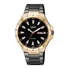 Q&Q - Reloj A216j412y Negro Pavonado Hombre Acero + Estuche