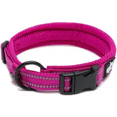 TRUELOVE - Collar Perros Acolchado Reflectivo Fucsia M