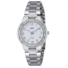 Q&Q - Reloj Dama Qyq Mujer Q691j214y Plateado Acero + Estuche