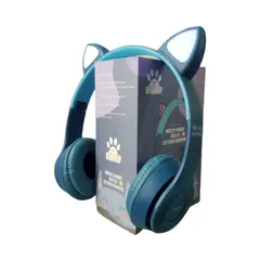 GENERICO - Audífonos Cat Ear Mz47 Azul Wireless Headset Bluetooth