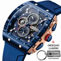 CURREN - Reloj 8442 Cronografos Correa De Silicona Mas Llavero