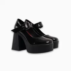 CALZADO ADRENALINA - Mocasin negro charol de tacón florencia