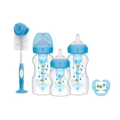 DR BROWNS - Set De Regalo Bebe Recien Nacido Tetero Cepillo Y Chupo Azul