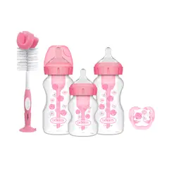 DR BROWNS - Set De Regalo Recien Nacido Teteros Cepillo Y Chupo Rosado