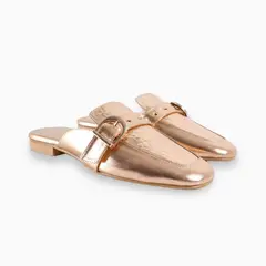 CALZADO ADRENALINA - Mocasín oro elegante con correa gretel