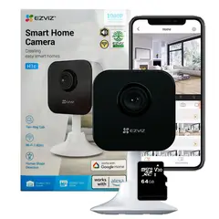 EZVIZ - CÁMARA DE SEGURIDAD WIFI INTELIGENTE 2MP INTERIOR LENTE FIJO+MICRO SD 64GB