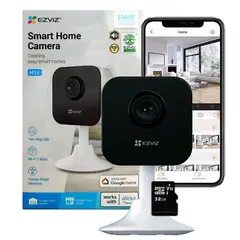 EZVIZ - CÁMARA DE SEGURIDAD WIFI INTELIGENTE 2MP INTERIOR LENTE FIJO+MICROS SD32GB