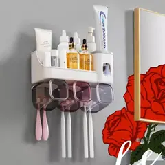 GENERICO - Dispensador crema dental Soportes organizador para 6 cepillos dientes