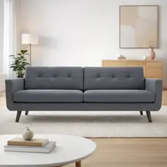 SOFA MARKET - Sofa Deluxe 3 Puestos Tela Gris Oscuro
