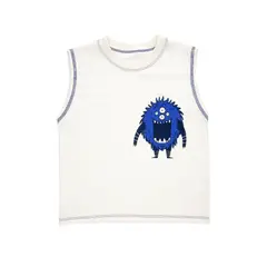 BABY PLANET - Camiseta Ivory Manga Sisa Para Niño Baby Planet.-