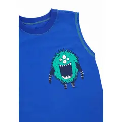 BABY PLANET - Camiseta Azul Rey Con Estampado Frontal Para Niño Baby Planet.-