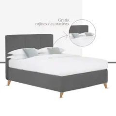 EKONOMODO COLOMBIA - Colchon Queen Pillow + Base cama + Espaldar Pretty Gris Pla 160x190 cm