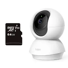 TP LINK - CÁMARA DE SEGURIDAD WIFI INTELIGENTE TPLINK 2MP INTERIOR LENTE MOVIL+SD64GB