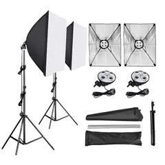 PRO - 2 Kit De Iluminación Softbox + Socket X4 Bombillos +tripodes