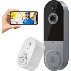 GENERICO - Timbre Inalámbrico Smart Con Cámara Wifi 1080p FHD Video - Recargable